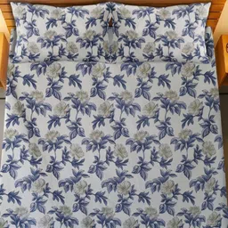 HARYANA HOOPS White & Purple Floral Printed 220 TC Queen Bedsheet Set 2.50m x 2.25m-image-7