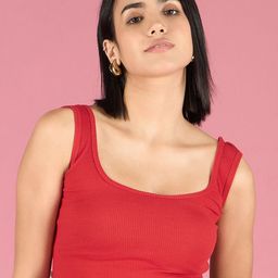 bearbrother Square Neck Sleeveless Regular Fit Crop Tank Top-1