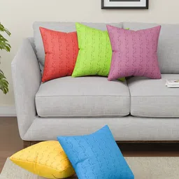 RUBOXA Purple & Blue Set of 5 Striped Square Cushion Covers-20