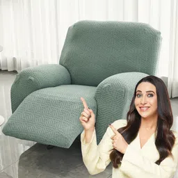 HOKIPO Green Jacquard 1 Seater Recliner Cover With Arms-image-20