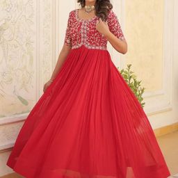 FoxDX Ethnic Motifs Embroidered Flared Maxi Dress-picture-55