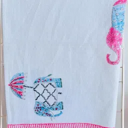 Wee Hours White Printed Cotton 350 GSM Bath Towel-image-80