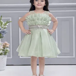 Ministitch Girls Self Design Fit & Flare Layered Mini Dress-image-61