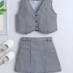 The Magic Wand Girls Checked Pure Cotton Coat With Skirt-20