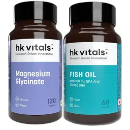 HK VITALS Set Of 2 Magnesium Glycinate- 120 Tablets & Fish Oil- 60 Capsule-57