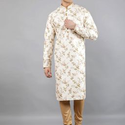 Manish Creations Floral Woven Design Sequinned Mandarin Collar Kurta With Churidar-picture-16