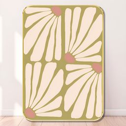 Livin'luxe Olive Green & Off White Abstract Floral Printed Wooden Wall Art-picture-40