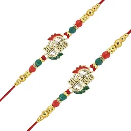 MEIRA JEWELLERY Set Of 2 Artificial Beaded Thread Rakhi With Roli Chawal image 4