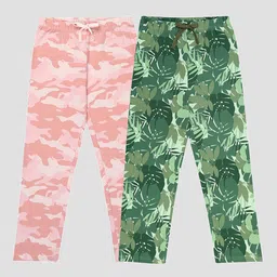 F&S Girls Printed Cotton Set of 2 Lounge Pants-image-12