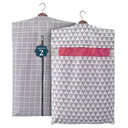 Kuber Industries Grey Set of 2 Checked Mesh Cotton Multi-Utility Hanging Organisers-24