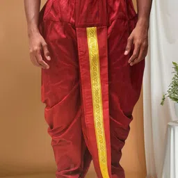shiwam ethnix Maroon Pitambari Ready To Wear Silk Dhoti-picture-1