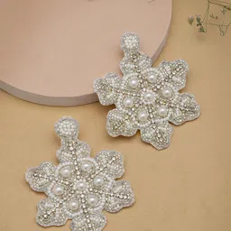 Anekaant Artificial Stones Studded and Beaded Star Shaped Drop Earrings-image-75