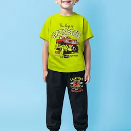 YK X Trampoline Boys Round Neck Printed T-shirt With Joggers-image-68