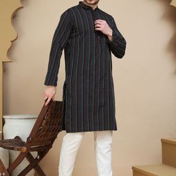 Anouk Rustic Embroidered Mandarin Collar Straight Kurta with Pyjamas-picture-45