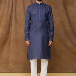 Samyukta Singhania Men Yoke Design Regular Kurta with Trousers-image-49