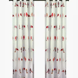Aura Pink & White 2 Pieces Abstract Printed Sheer Cotton Door Curtains-10