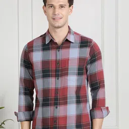VALEN CLUB Men Cotton Premium Tartan Checks Opaque Checked Casual Shirt-picture-17