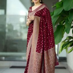 QENY Woven Design Zari Banarasi Saree-37