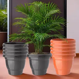 Kuber Industries 10 Pcs Orange-colored & Black Lightweight Planters image 1
