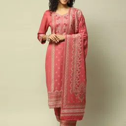 Rangriti Women Floral Printed Regular Kurta with Palazzos & With Dupatta-picture-3