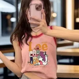 KPOP Round Neck Sleeveless Printed Top-image-22
