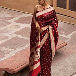 Visit Wear Ethnic Motifs Zari Pure Silk Banarasi Saree-image-94