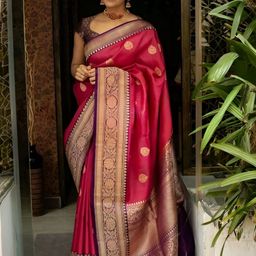 VILLE FASHION Woven Design Zari Art Silk Kanjeevaram Saree-image-101