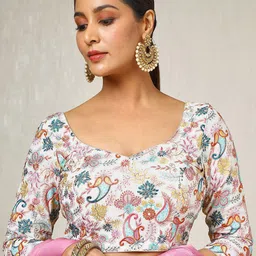 Soch Embroidered Sweetheart Neck Padded Saree Blouse With Sequins-image-35