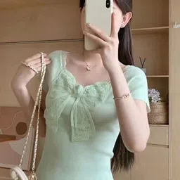 KPOP Women Round Neck Short Sleeves Top-13