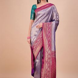 House of Pataudi Woven Design Kanjeevaram Saree With Blouse Piece-picture-24