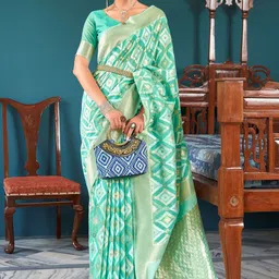 DIVASTRI Women Woven Design Pure Linen Banarasi Saree-image-117