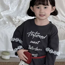 LULU & SKY Girls Typography Printed Organic Cotton T-shirt-image-61