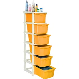 Parasnath Orange & White 6-Layer Drawer Multi-Utility Organisers with Wheels image 5