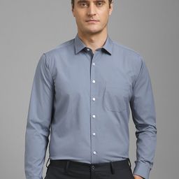 Louis Philippe Men Spread Collar Solid Cotton Formal Shirt-image-69