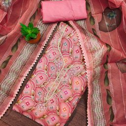 Panzora Printed Organza Unstitched Dress Material-image-82