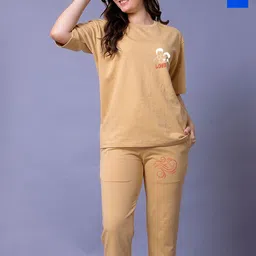 Lazy Lush Pack Of 2 Printed Pure Cotton T-shirt With Trousers Co-Ords-95