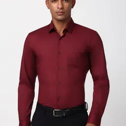 Peter England Men Spread Collar Solid Cotton Slim Fit Formal Shirt-picture-21