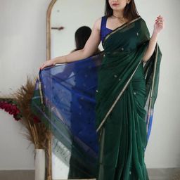 SHOP DROP Woven Design Zari Pure Chiffon Banarasi Saree-11