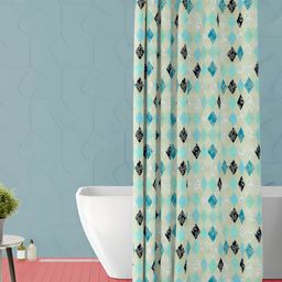 ArtzFolio Blue & Black Printed Waterproof Shower Curtain-image-64