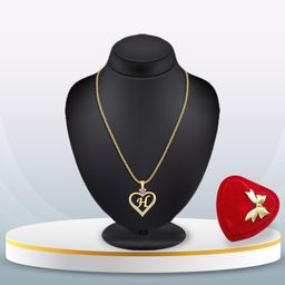 Heer Collection Gold-Plated Heart Shaped Pendants with Chains-74