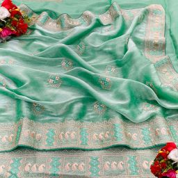 Self Design, Embellished Banarasi Pure Silk, Organza Saree-image-3