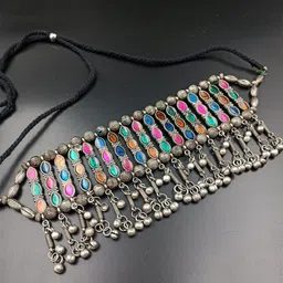 Bareilyy Artificial Stones Studded Statement Bohemian Choker Necklace-13
