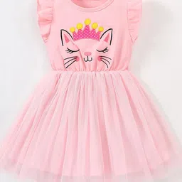 YK Girls Flutter Sleeve Fit & Flare Dress-image-51