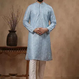 Ethnic India Men Geometric Embroidered Kurta-image-76