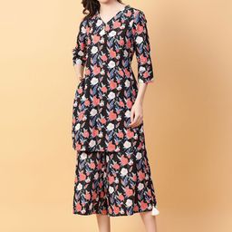 Jaipur Kurti Women Floral Printed Regular Thread Work Pure Cotton Kurta with Palazzos-image-36