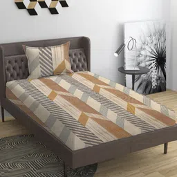 YaAkholic Brown Printed Microfiber 210 TC Single Fitted Bedsheet Set 1.21 m x 1.82 m-image-74