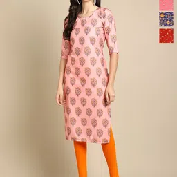 Anouk Rustic Women Pack of 4 Floral Printed Festive Straight Kurtas-19