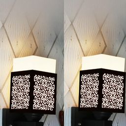 Gojeeva Brown Wood Square Wall Lamps-image-92