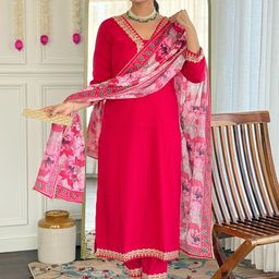 VAAZI CREATOR Women Solid Kurta with Trousers & Dupatta-image-63