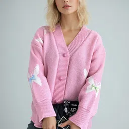 StyleCast Women Printed Cardigan with Embroidered Detail-picture-1